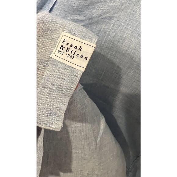 Frank & Eileen Hunter Blue Linen Shirt Dress Button Front Size Small $398 - Picture 6 of 8